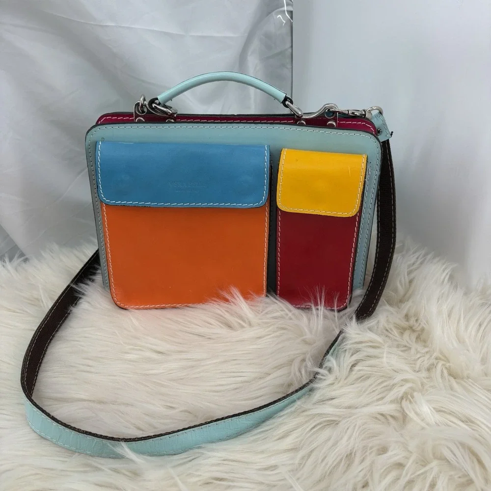 Vintage Vera Pelle purse Multi Color Block Retro